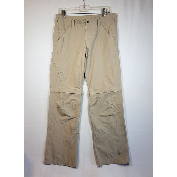 Salomon Convertible Hiking Pants Wms Sz 8/32Wx30 Zip Off Khaki Outdoors Ripstop - Picture 1 of 12
